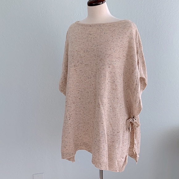 LOFT Flecked Side Tie Poncho Sweater - Picture 5 of 13